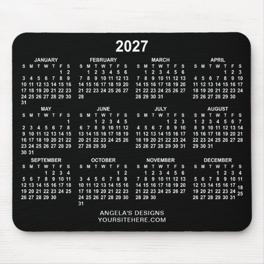 Schwarz-weißer Kalender 2027 Werbeartikel Mousepad (Vorne)