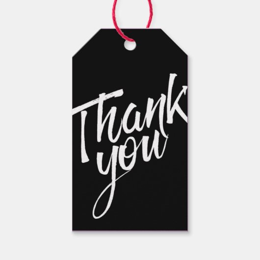 Schwarz-weißer Kalligraphie-Schriftart Vielen Dank Geschenkanhänger (Vorderseite)
