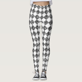 Schwarz-weißer karierter Marmor Leggings