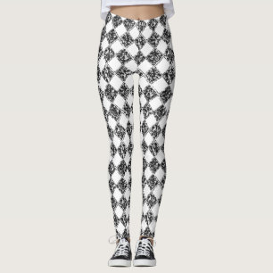 Schwarz-weißer karierter Marmor Leggings