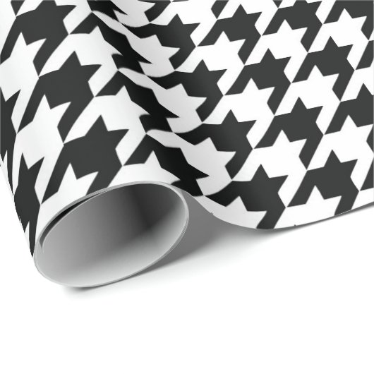 Schwarz-weißer Karo des klassischen Hahnentrittmus Geschenkpapier (Rolleneckpunkt)