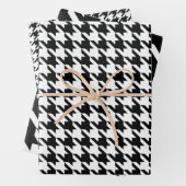 Schwarz-weißer Karo des klassischen Hahnentrittmus Geschenkpapier Set (Beispiel)