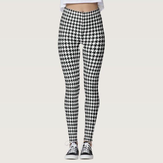Schwarz-weißer Karo des klassischen Hahnentrittmus Leggings (Vorderseite)