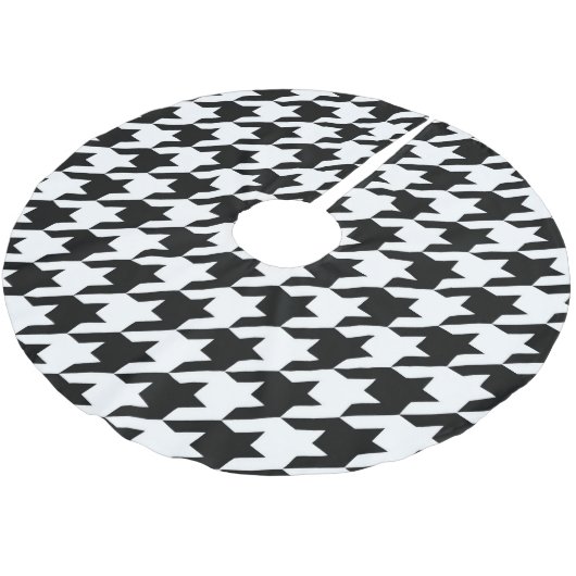 Schwarz-weißer Karo des klassischen Hahnentrittmus Polyester Weihnachtsbaumdecke (Schrägansicht)