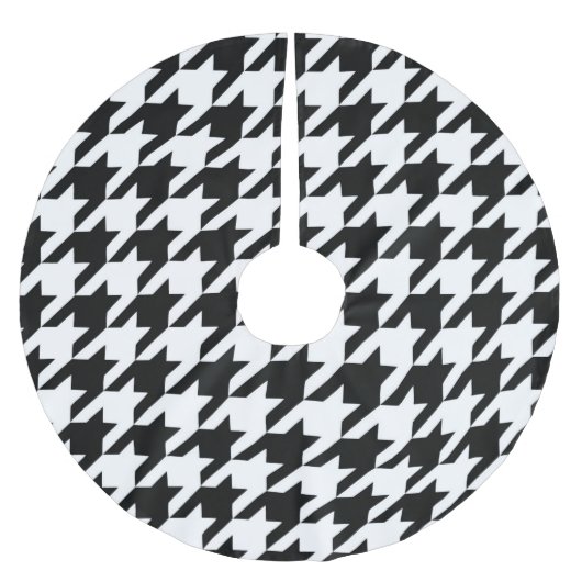 Schwarz-weißer Karo des klassischen Hahnentrittmus Polyester Weihnachtsbaumdecke (Vorderseite)