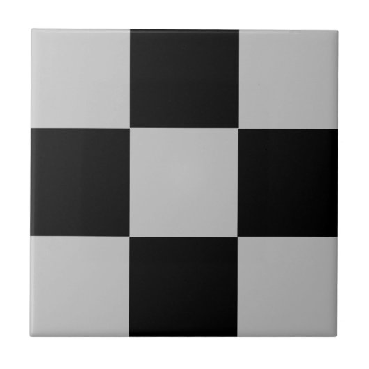 Schwarz-weißer Karo Keramik Tile Fliese (Vorderseite)