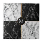Schwarz-weißer Karo - Marmormonogramm-Keramik Fliese (Vorderseite)