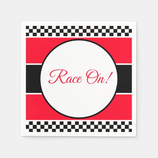 Schwarz-weißer Karo mit Rot Serviette (Vorderseite)