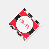 Schwarz-weißer Karo mit Rot Serviette (Ecke)