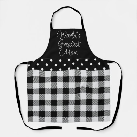 Schwarz-weißer Karo Polka Dot Weltgrößte Mama A Schürze (Vorderseite)
