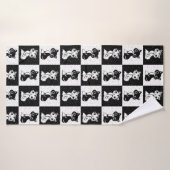 Schwarz-weißer Katzenmonogramm-Block Badehandtuch (Badehandtuch)