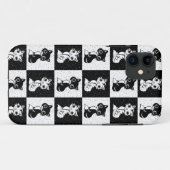 Schwarz-weißer Katzenmonogramm-Block Case-Mate iPhone Hülle (Rückseite (Horizontal))