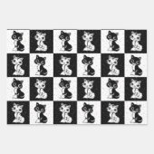 Schwarz-weißer Katzenmonogramm-Block Geschenkpapier Set (Vorderseite 2)