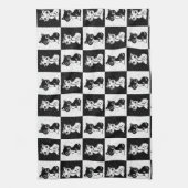 Schwarz-weißer Katzenmonogramm-Block Geschirrtuch (Vertikal)