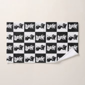 Schwarz-weißer Katzenmonogramm-Block Handtuch (Handtuch)