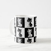 Schwarz-weißer Katzenmonogramm-Block Kaffeetasse (Vorderseite Links)