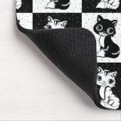 Schwarz-weißer Katzenmonogramm-Block Mousepad (Ecke)
