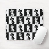 Schwarz-weißer Katzenmonogramm-Block Mousepad (Mit Mouse)