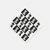 Schwarz-weißer Katzenmonogramm-Block Serviette (Ecke)