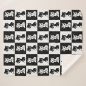 Schwarz-weißer Katzenmonogramm-Block Sherpadecke (Vorderseite (Horizontal))