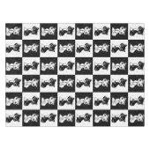 Schwarz-weißer Katzenmonogramm-Block Tischdecke (Vorderseite (Horizontal))