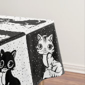 Schwarz-weißer Katzenmonogramm-Block Tischdecke (Beispiel)