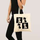 Schwarz-weißer Katzenmonogramm-Block Tragetasche (Vorderseite (Produkt))
