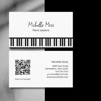 Schwarz-weißer Klaviermusiklehrer Pianist Visitenkarte