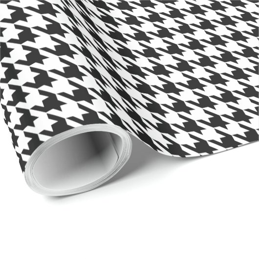 Schwarz-weißer kleiner Hahnentrittmuster-Karo Geschenkpapier (Rolleneckpunkt)