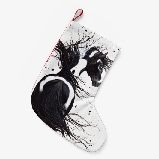 Schwarz-weißer Kleiner Weihnachtsstrumpf (Vorderansicht (hängend))
