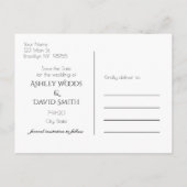 Schwarz-weißer Kreis Save the Date Einladungspostkarte (Rückseite)