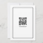 Schwarz, weißer Kronleuchter QR Code Altes Geld Ho Einladung (Rückseite)