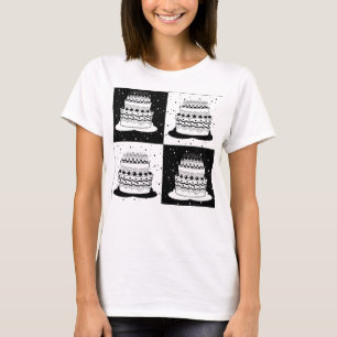Schwarz-weißer Kuchen Schachbrett-Blockdruck T-Shirt