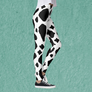 Schwarz-weißer Kuhdruck Muster Süß Leggings