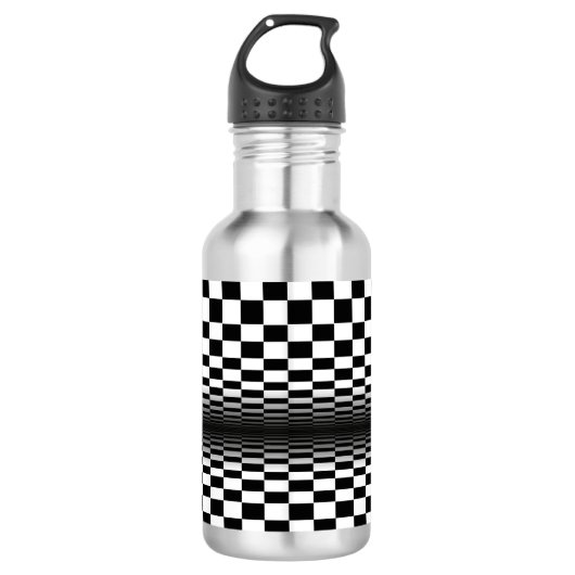 Schwarz-weißer Kunstkontrast Edelstahlflasche (Vorderseite)