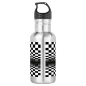 Schwarz-weißer Kunstkontrast Edelstahlflasche (Rückseite)