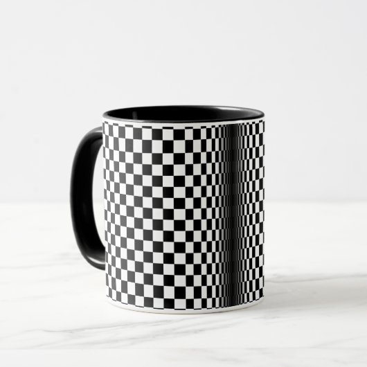 Schwarz-weißer Kunstkontrast Tasse (Vorderseite Links)