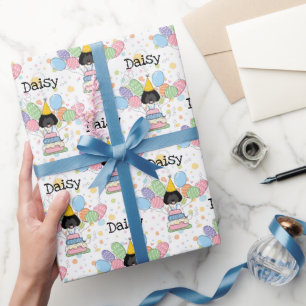 Schwarz-weißer Labradoodle Hund zum Geburtstag Geschenkpapier