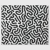 Schwarz-weißer Labyrinth-Muster-Linie dekorativer  Geschenkpapier (Flach)