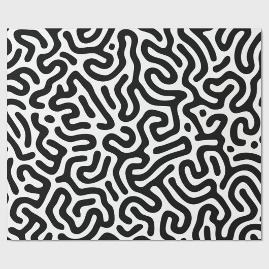 Schwarz-weißer Labyrinth-Muster-Linie dekorativer Geschenkpapier (Flach)