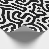Schwarz-weißer Labyrinth-Muster-Linie dekorativer  Geschenkpapier (Ecke)