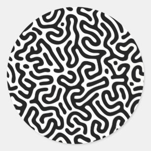 Schwarz-weißer Labyrinth-Muster-Linie dekorativer Runder Aufkleber
