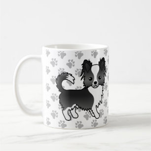 Schwarz-weißer Langhaar-Chihuahua-Hund & Pfoten Kaffeetasse