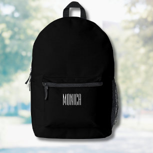 Schwarz-weißer lässiger Name Bedruckter Rucksack