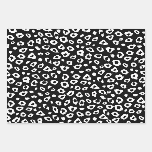 Schwarz-weißer Leopard-Druck mit Bow zum Geburtsta Geschenkpapier Set (Vorderseite 2)