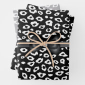 Schwarz-weißer Leopard-Druck mit Bow zum Geburtsta Geschenkpapier Set (Beispiel)