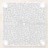 Schwarz-weißer Leopard-Druck mit Bow zum Geburtsta Glasuntersetzer (Rückseite)