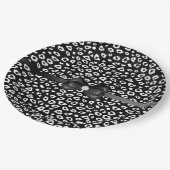 Schwarz-weißer Leopard-Druck mit Bow zum Geburtsta Pappteller (Schrägansicht)