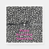 Schwarz-weißer Leopard-Druck mit Bow zum Geburtsta Serviette (Vorderseite)