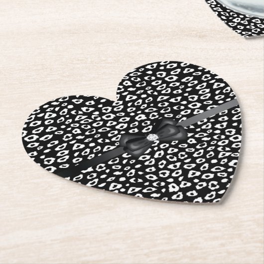 Schwarz-weißer Leopard-Druck mit Bow zum Geburtsta Untersetzer (angewinkelt)
